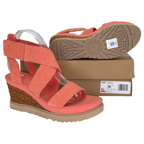 UGG Ileana Pink Suede Leather Womens Platform Sandals Size 10M - Picture 12 of 13